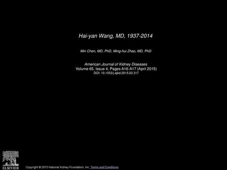 Hai-yan Wang, MD, American Journal of Kidney Diseases