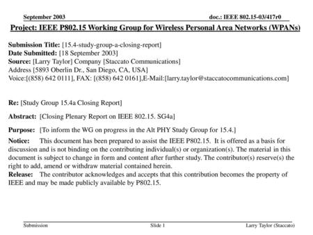 <month year> doc.: IEEE <030158r0> September 2003