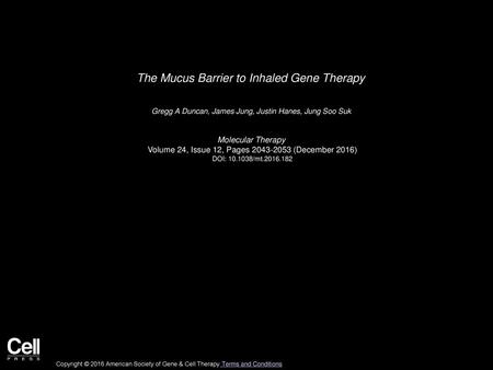 The Mucus Barrier to Inhaled Gene Therapy