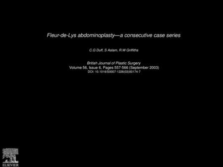 Fleur-de-Lys abdominoplasty—a consecutive case series