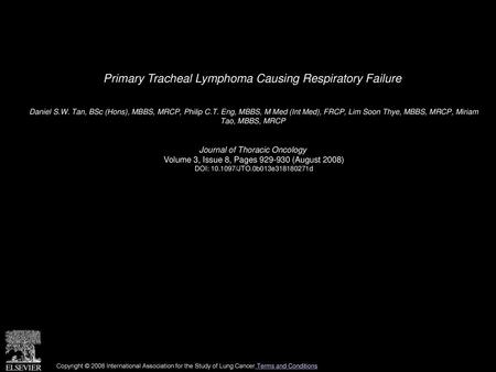 Primary Tracheal Lymphoma Causing Respiratory Failure