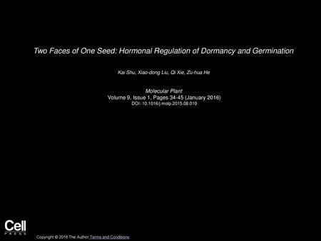 Two Faces of One Seed: Hormonal Regulation of Dormancy and Germination