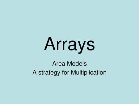 Area Models A strategy for Multiplication