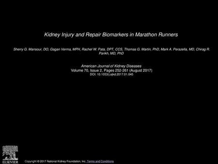 Kidney Injury and Repair Biomarkers in Marathon Runners