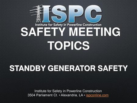 Safety Meeting Topics Standby Generator Safety