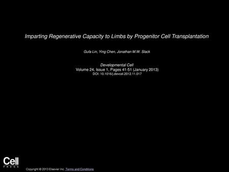 Gufa Lin, Ying Chen, Jonathan M.W. Slack  Developmental Cell 