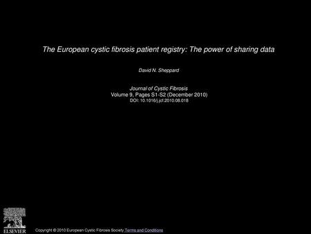 David N. Sheppard  Journal of Cystic Fibrosis 