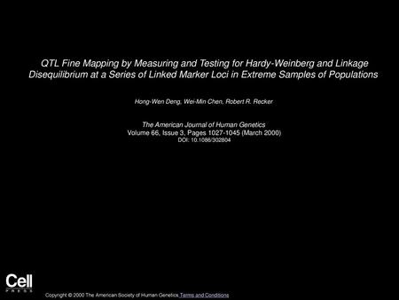 QTL Fine Mapping by Measuring and Testing for Hardy-Weinberg and Linkage Disequilibrium at a Series of Linked Marker Loci in Extreme Samples of Populations 