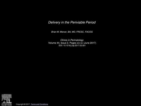 Delivery in the Periviable Period