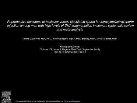 Reproductive outcomes of testicular versus ejaculated sperm for intracytoplasmic sperm injection among men with high levels of DNA fragmentation in semen: