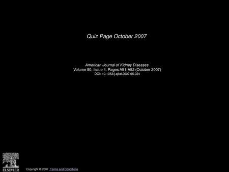 Quiz Page October 2007 American Journal of Kidney Diseases