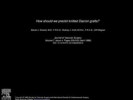 How should we preclot knitted Dacron grafts?