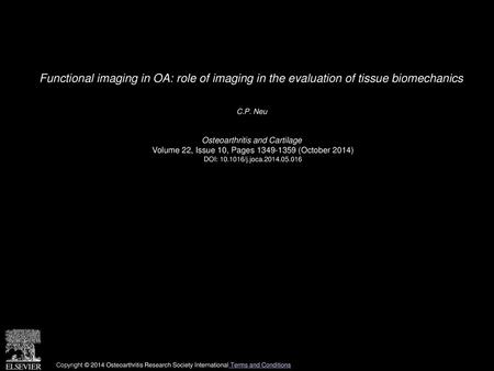 C.P. Neu  Osteoarthritis and Cartilage 