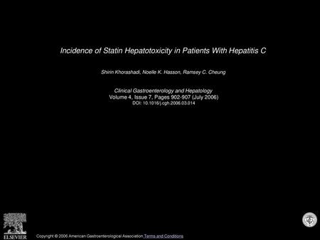 Incidence of Statin Hepatotoxicity in Patients With Hepatitis C