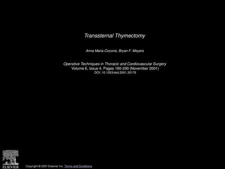 Transsternal Thymectomy