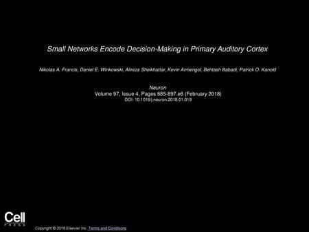 Small Networks Encode Decision-Making in Primary Auditory Cortex