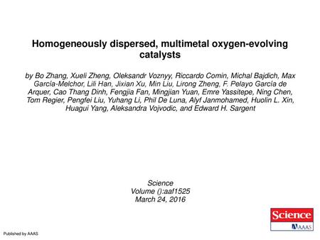 Homogeneously dispersed, multimetal oxygen-evolving catalysts