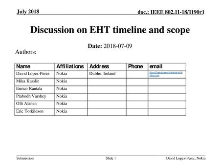 Discussion on EHT timeline and scope