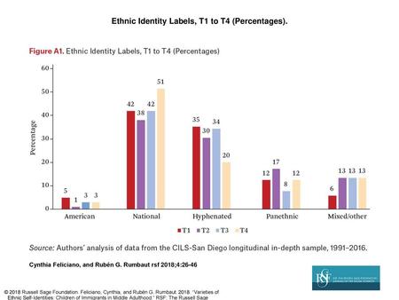 Ethnic Identity Labels, T1 to T4 (Percentages).