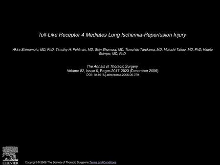 Toll-Like Receptor 4 Mediates Lung Ischemia-Reperfusion Injury