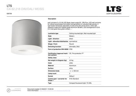 LTS CA DIM/DALI WEISS Description