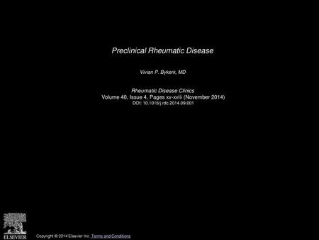 Preclinical Rheumatic Disease