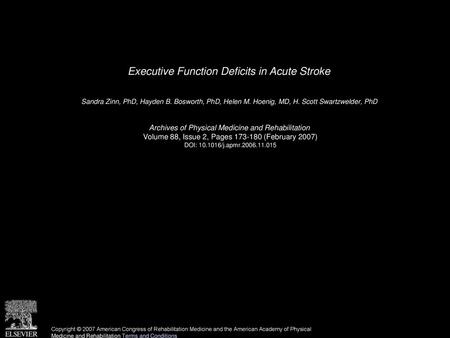 Executive Function Deficits in Acute Stroke