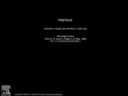 PREFACE Neurologic Clinics Volume 16, Issue 2, Pages xi-xii (May 1998)