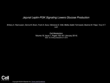 Jejunal Leptin-PI3K Signaling Lowers Glucose Production