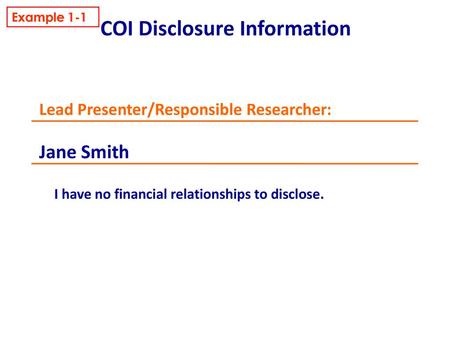 COI Disclosure Information