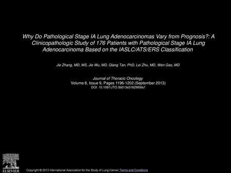 Why Do Pathological Stage IA Lung Adenocarcinomas Vary from Prognosis