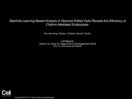 Machine-Learning-Based Analysis in Genome-Edited Cells Reveals the Efficiency of Clathrin-Mediated Endocytosis  Sun Hae Hong, Christa L. Cortesio, David G.