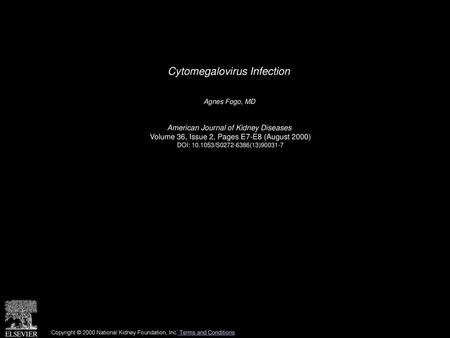 Cytomegalovirus Infection