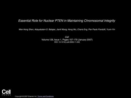 Essential Role for Nuclear PTEN in Maintaining Chromosomal Integrity