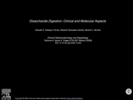 Disaccharide Digestion: Clinical and Molecular Aspects