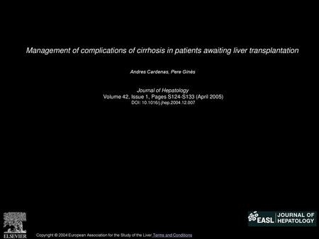 Andres Cardenas, Pere Ginès  Journal of Hepatology 