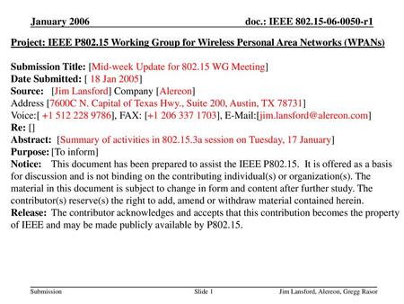 Submission Title: [Mid-week Update for WG Meeting]