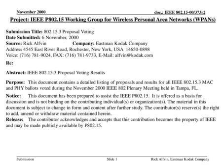 <month year> doc.: IEEE <xyz> November 2000