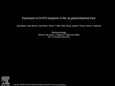 Expression of 5-HT3 receptors in the rat gastrointestinal tract