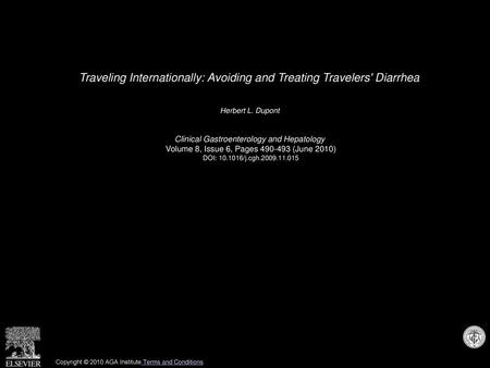 Traveling Internationally: Avoiding and Treating Travelers' Diarrhea