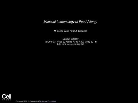 Mucosal Immunology of Food Allergy