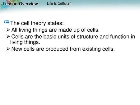 The cell theory states: