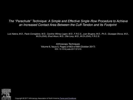 The “Parachute” Technique: A Simple and Effective Single-Row Procedure to Achieve an Increased Contact Area Between the Cuff-Tendon and Its Footprint 