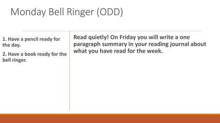 Monday Bell Ringer (ODD)