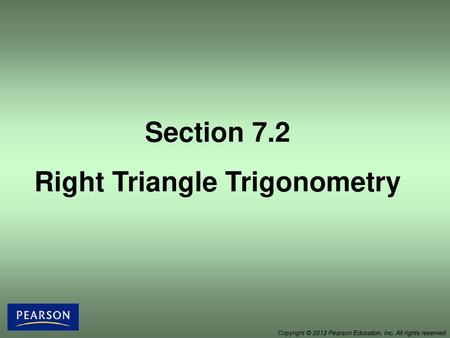 Right Triangle Trigonometry