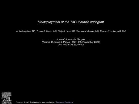 Maldeployment of the TAG thoracic endograft