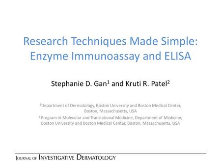 Research Techniques Made Simple: Enzyme Immunoassay and ELISA