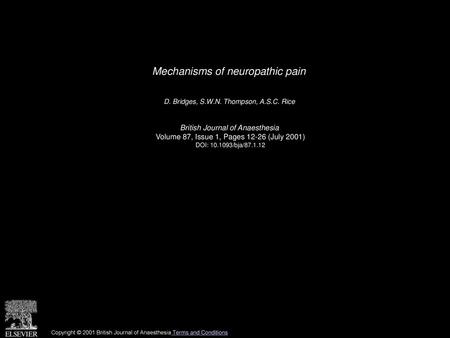 Mechanisms of neuropathic pain