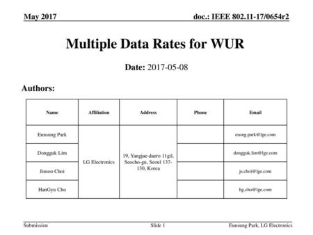 Multiple Data Rates for WUR