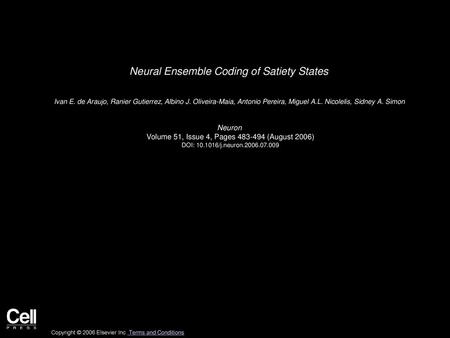 Neural Ensemble Coding of Satiety States